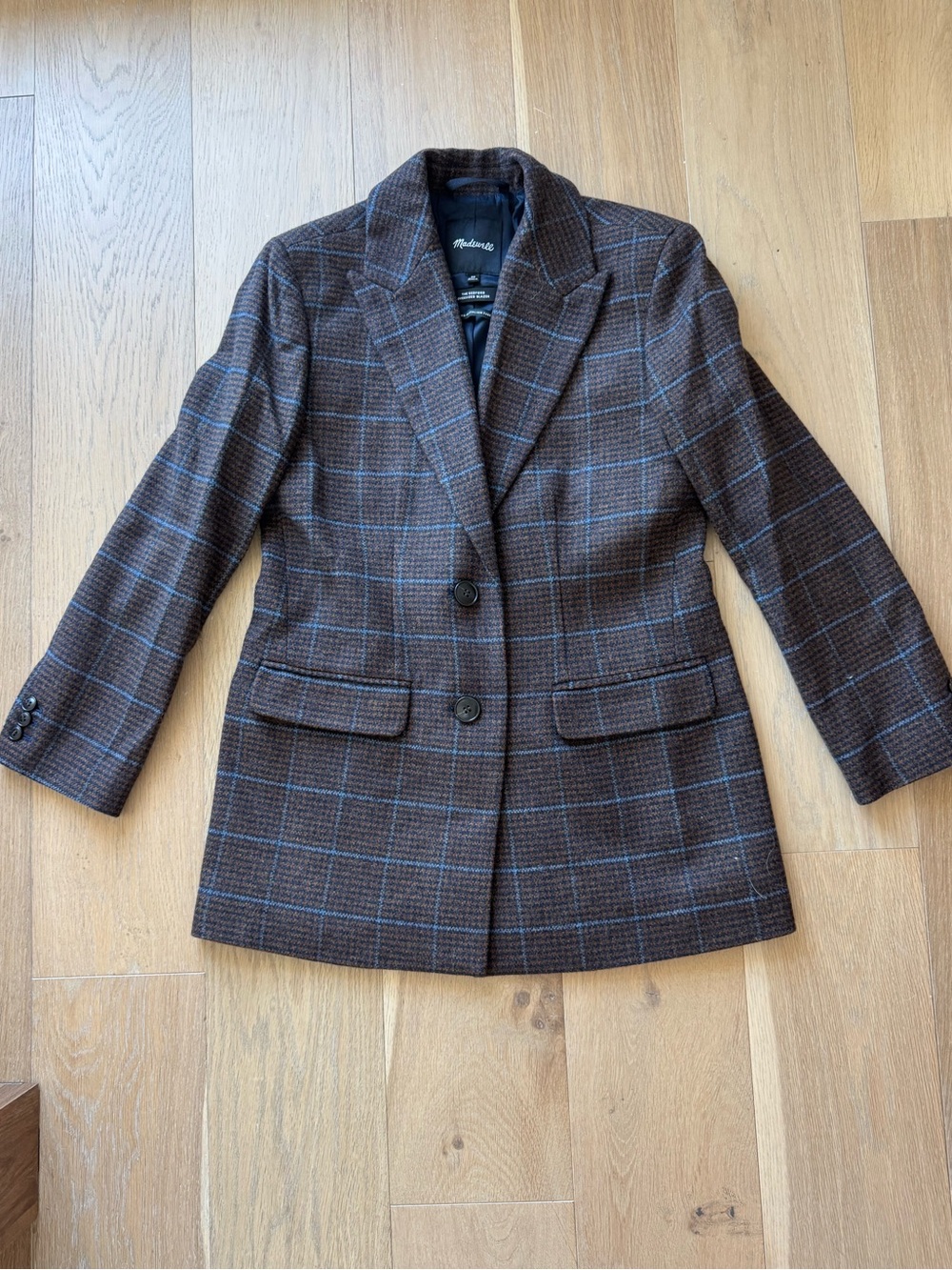 Madewell Blue and Brown Plaid Blazer